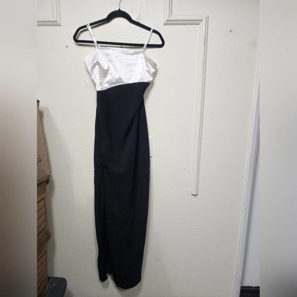 Lulu's Black and White Strapless Maxi Dress - Picture 6 of 10